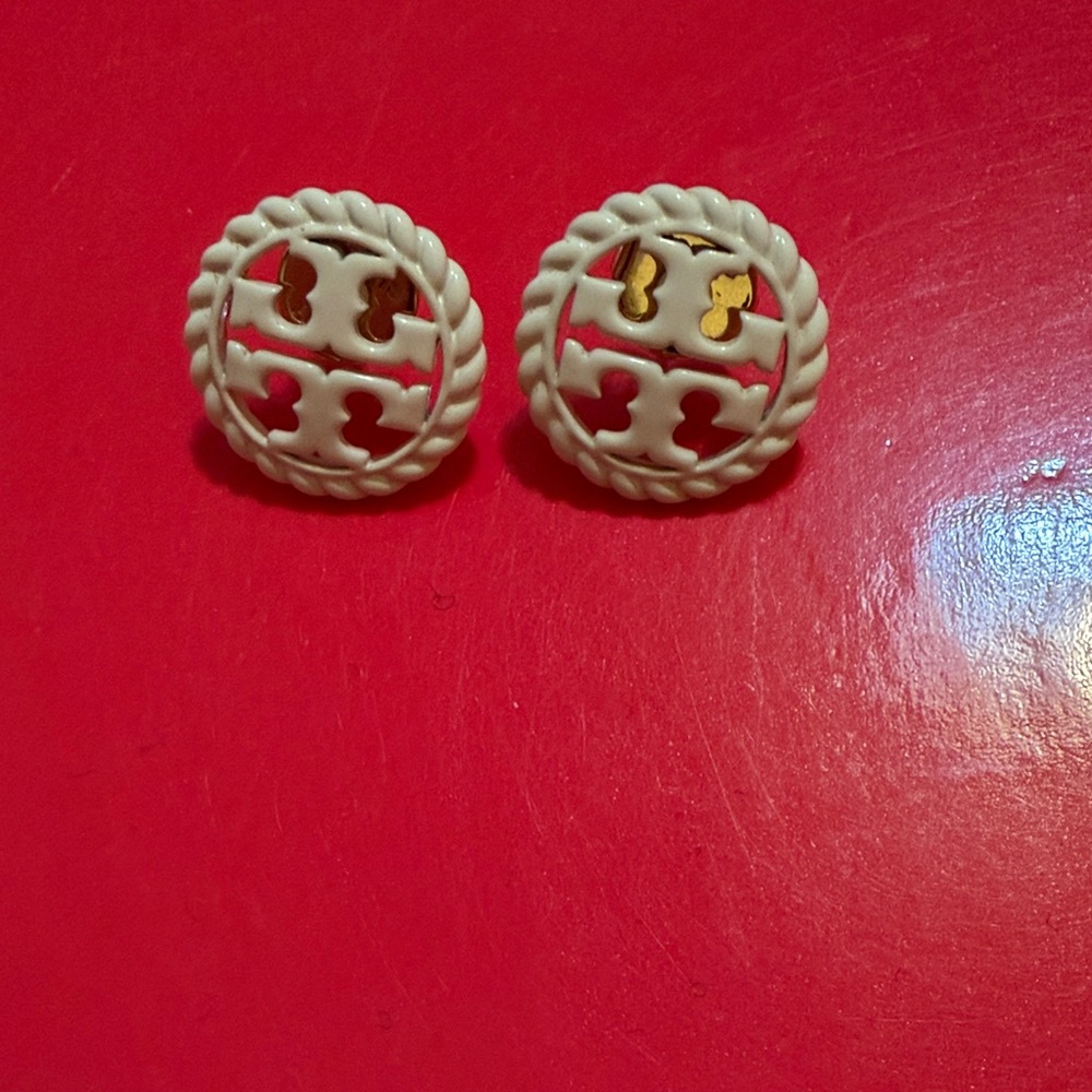 Tory Burch Cream and Gold Earrings